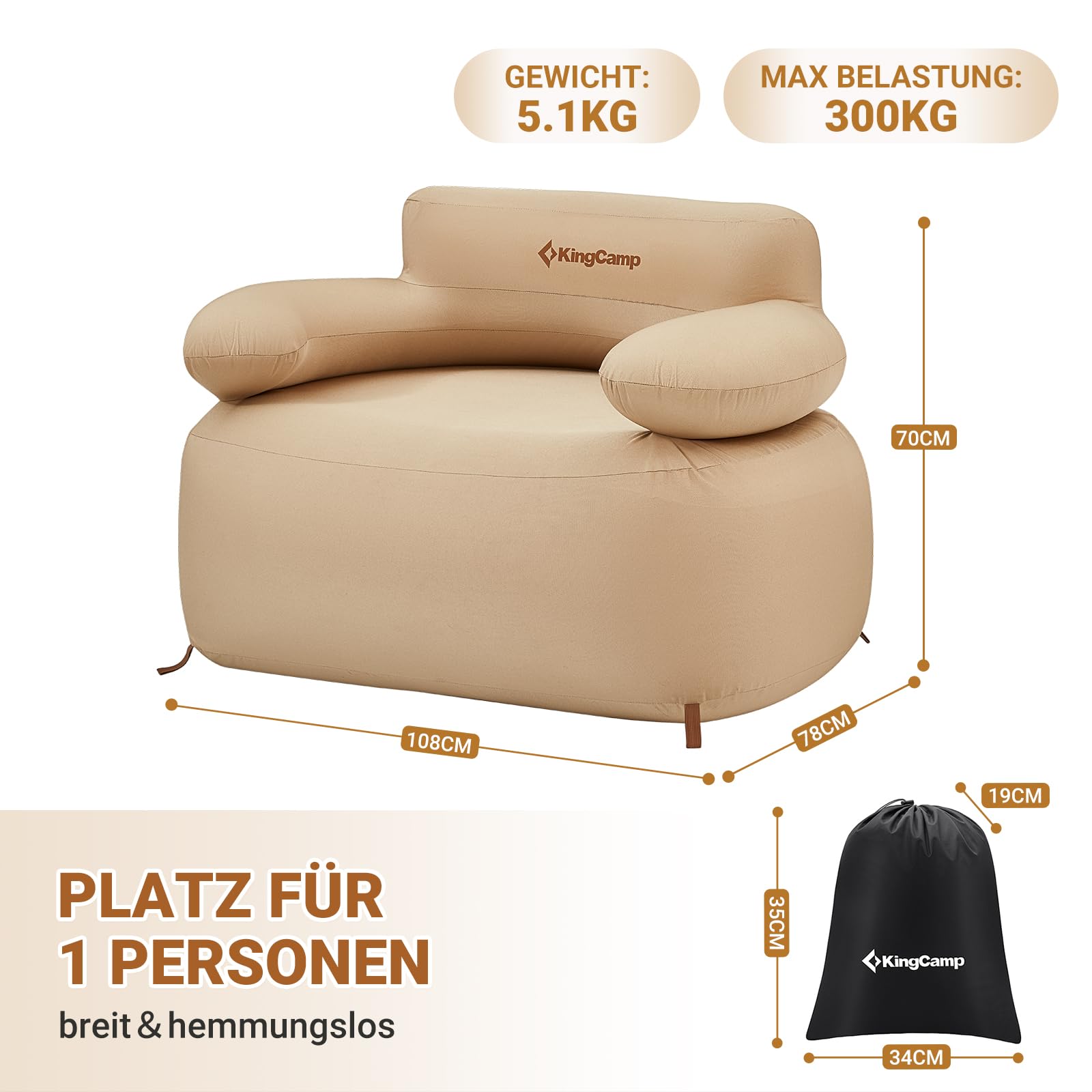 KingCamp Single-Person Inflatable Sofa Set: Unmatched Comfort And ...