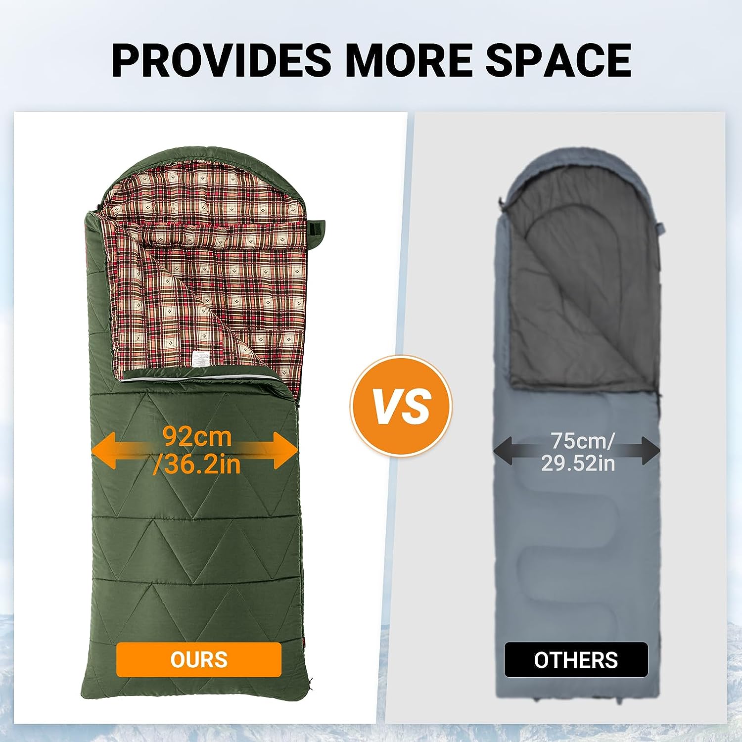 KingCamp Oversized 3 4 Season Sleeping Bag Ultimate Comfort and Warmth for Outdoor Adventures