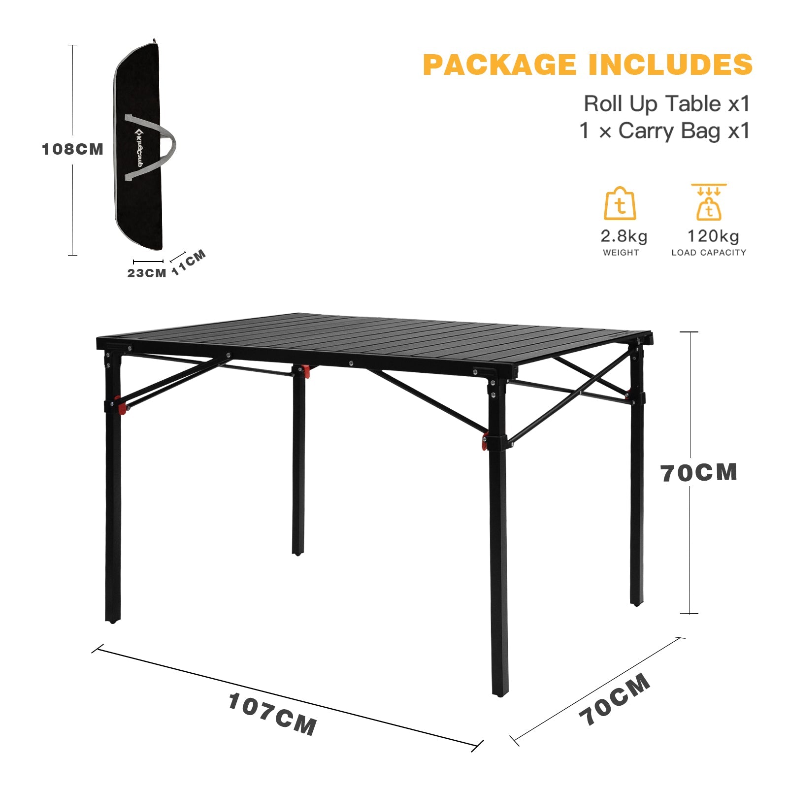 HONEY JOY Folding Brown Camping Table Roll-Up Aluminum Beach Table with  Carry Bag for 4 to 6-Person Lightweight TOPB006309 - The Home Depot
