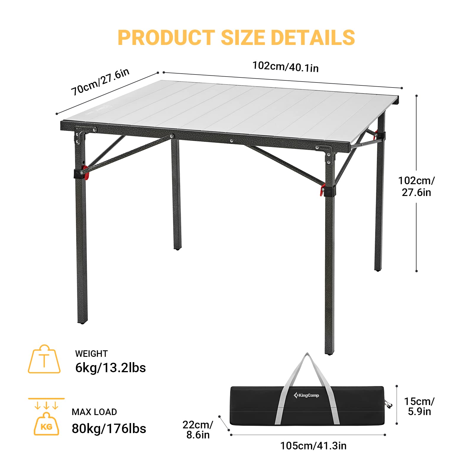 Kings buy Camp Large Lightweight Foldable Camping Table w/ Storage Bag - 53.5